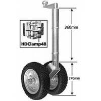 Solid Rubber Twin Jockey Wheel W/Clamp. JW9THD