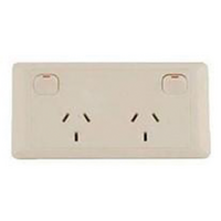 CMS Double Beige 10AMP Power Outlet W/20AMP Install Couplers. J16.2BG