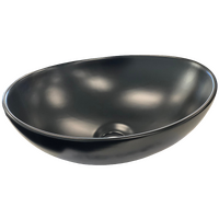 Ceramic Bathroom Oval Basin (405x330x145mm) - Matt Black. W1115B