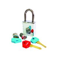 1 KEY PADLOCK WITH 2 BARRELS ONE PADLOCK AND 2 BARRELS