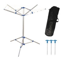 Portable folding rotary camping caravan clothes line with carry bag