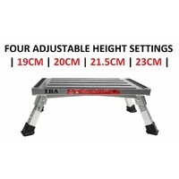 Single folding portable caravan step with adjustable legs