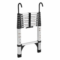 Black 2.6m Portable Telescopic Ladder With Hooks And Carry Bag