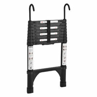 Black 3.2m Portable Telescopic Ladder With Hooks And Carry Bag