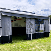 Australia Wide Annexe ** Layout 1 Black - max 14ft Awning - inc Anti Flap Kit, 1 Curved Rafter, 3 walls inc 3 windows 2 doors (all door/window inc 3 l