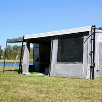 Australia Wide Annexe ** Layout 1B Grey -9ft-13ft Awning - inc Anti Flap Kit, 1 Curved Rafter, 3 walls inc 3 windows 2 doors (all door/window inc 3 la